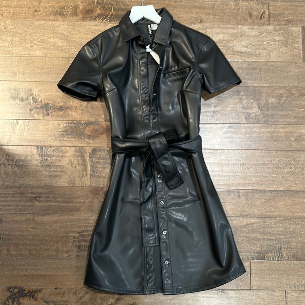 Black leather dress